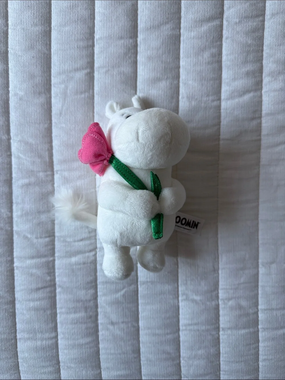 White Plush Hippo Toy with Pink Flower - Kids Accessory
